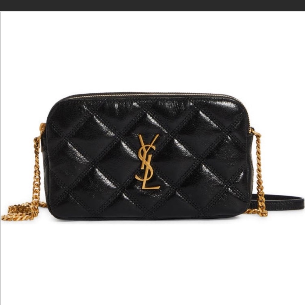Nwot authentic ysl saint laurent Becky Double Zip Quilted Leather Crossbody